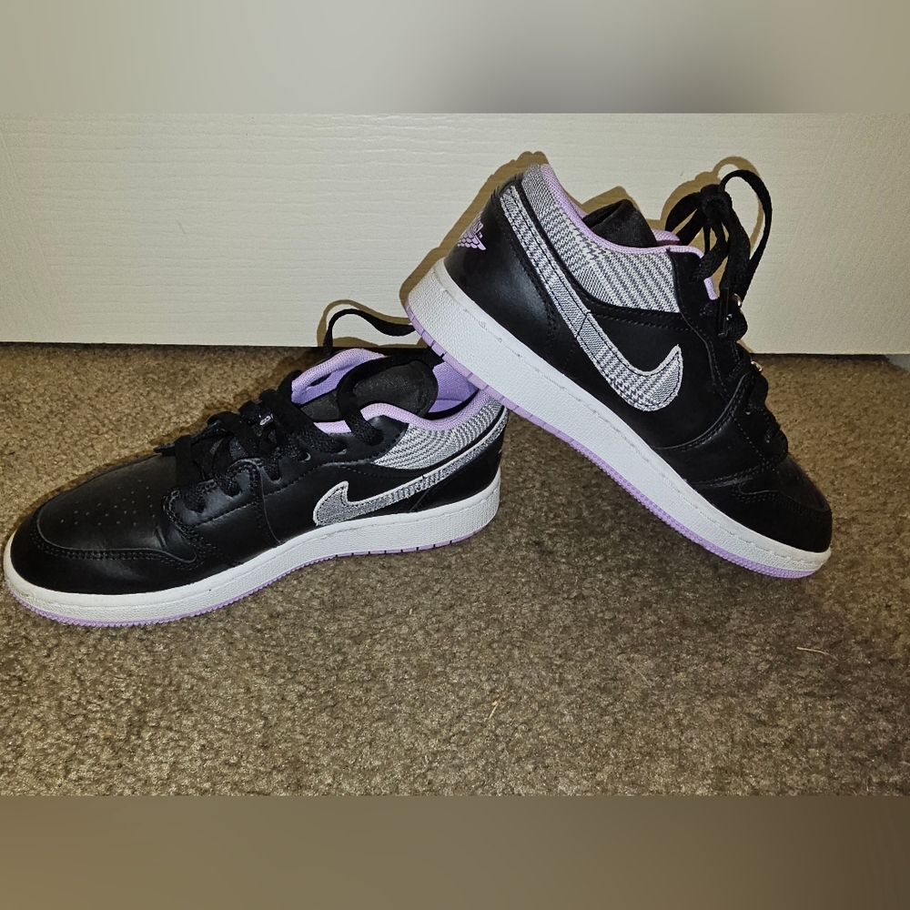 Jordan Black and Purple Sneakers Athletic Style